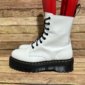 Dr. Martens White Leather Jadon Lace Up Boots